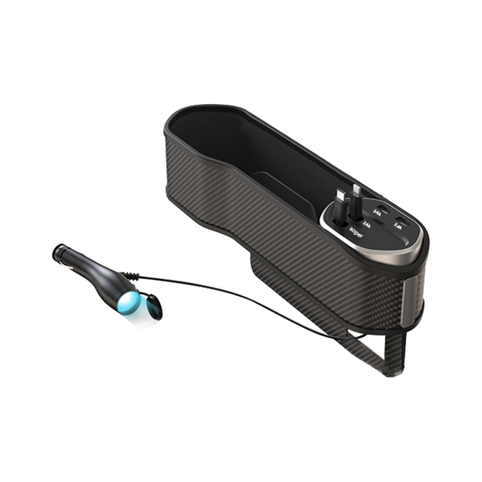 RAKU コンソールボックス 隙間収納ボックス 車用 シートサイド収納 USBポート付き 充電ケーブル付き 多機能充電ボックス 多機能性シガーソケット 運転席&助手席使用可能 差し込みタイプ 小物入れ 取付簡単 収納ボックス