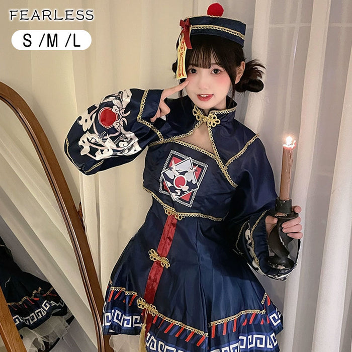 【7日内出荷】Fearless ワンピース ドレス ロリータ ロリィタ 長袖 ハロウィン ゾンビ 中国 キョンシー衣装仮装 レディース ロリータドレス Halloween ドレス ハロウイン仮装 コスチューム コスプレ 大人 ハロウィーン コスプレコスチューム仮装 S/M/L