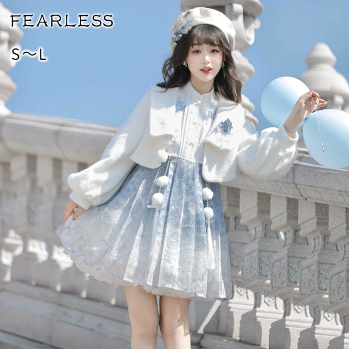 【7日内出荷】Fearless ロリータ 華ロリ 中華風ロリィタ 中華服 コスプレ 50代 40代 30代 20代 お洒落 可愛い 小花柄 Aライン 透け感 大きいサイズ ワンピース ワンピ シフォンワンピース ロングワンピース レディース 長袖 きれいめ 体型カバー 花柄 秋 冬 半袖 ミディアム丈 ロングワンピ ロング シフォン 大きいサイズ 小花柄 Aライン 透け感