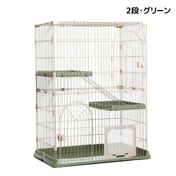 RAKU 猫 ケージ キャットケージ 1段 2段 3段組み替え自由 161×83*60cm ネコハウス 大型 多頭飼い 広々 ステップ 脱走防止 キャットハウス 多段ケージ ペットサークル 猫ハウス ワイド扉 組立簡単 頑丈 猫用 ブラック グリーン