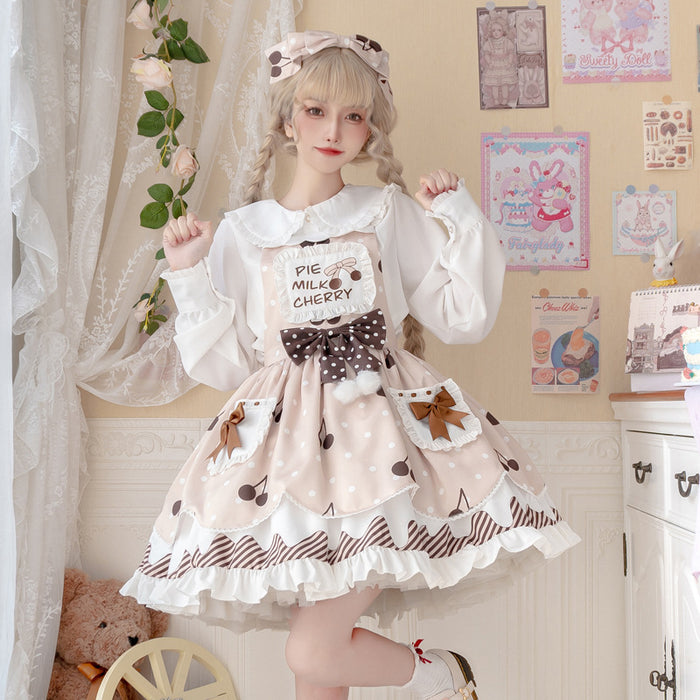 【7日内出荷】2点セット コスプレ仮装 キャミソールワンピース ロリータ服 ドレス 洋服 JSK リボン プリンセス lolita フリル お姫様 ノースリーブ シャツ付き ハロウィン衣裳 COSPLAY 仮装パーティー レディース ガールズ 可愛い メイド喫茶 学園祭文化祭 イベント舞台演出服 S M L XL