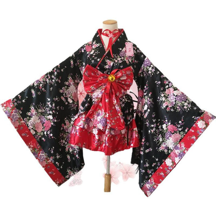 【7日内出荷】6点セット和風メイド服 ミニ丈 メイド喫茶 メイドコスチューム ジャパニーズメイド lolita ミニスカ ハロウィン 衣装 仮装 パーティ コスプレ フルセット 可愛い 萌え
