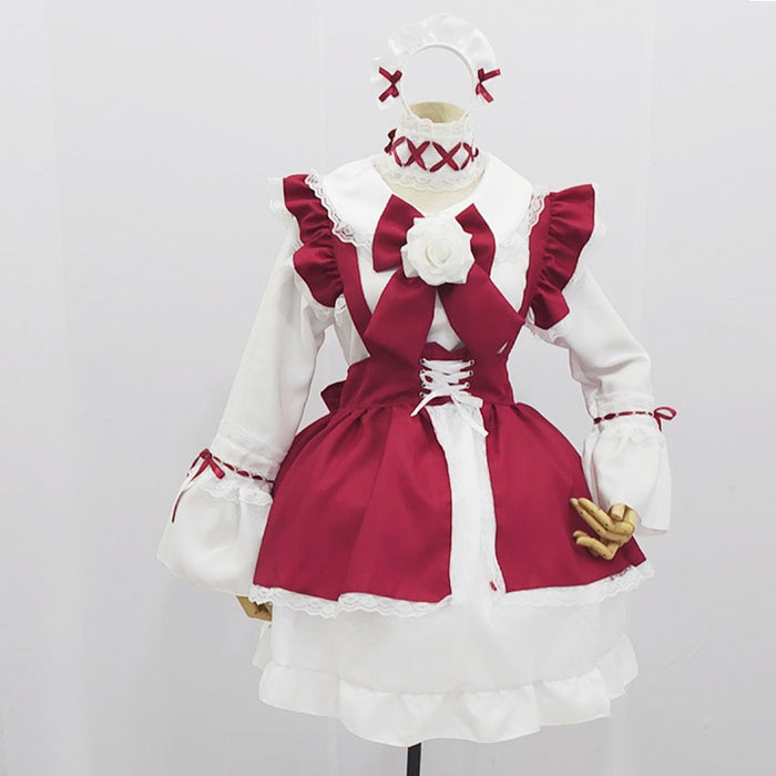 【7日内出荷】6点セット メイド服 ミニ丈 メイド喫茶 メイドコスチューム ジャパニーズメイド lolitaメイド服 セット ミニスカ ハロウィン 衣装 仮装 パーティ コスプレ ウェイトレス