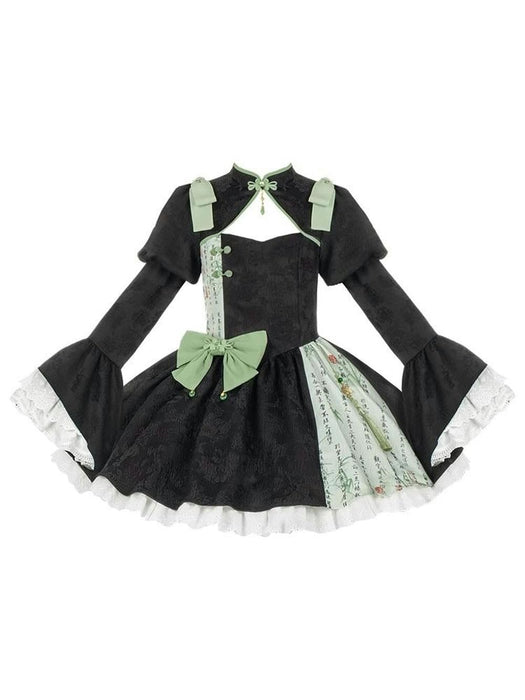 【7日内出荷】ロリータ ワンピース 刺繍プリント袖チャイナドレスlolita春夏秋冬 スカート 洋服 cosplay lolita服 甘ロリ姫 コスプレ ジャンパースカート 森ガール 衣装 女の子 ゆめか お嬢様 通勤 学園祭 文化祭 撮影 ドレス 服