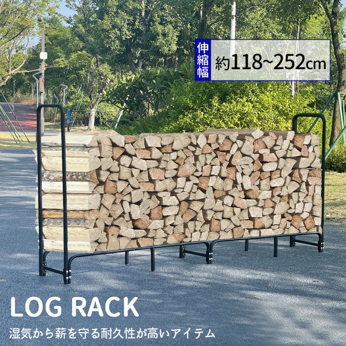 RAKU 薪ラック 薪棚 薪ストッカー 薪置き棚 薪ストーブグッズ 薪 ラック 大型 軽量 幅110~244cm ワイド ログストッカー ログラック 耐荷重800kg スチール製 収納 整理 保管 乾燥 薪保管 薪収納 アウトドア 暖炉 焚火 組み立て式 室外 冬