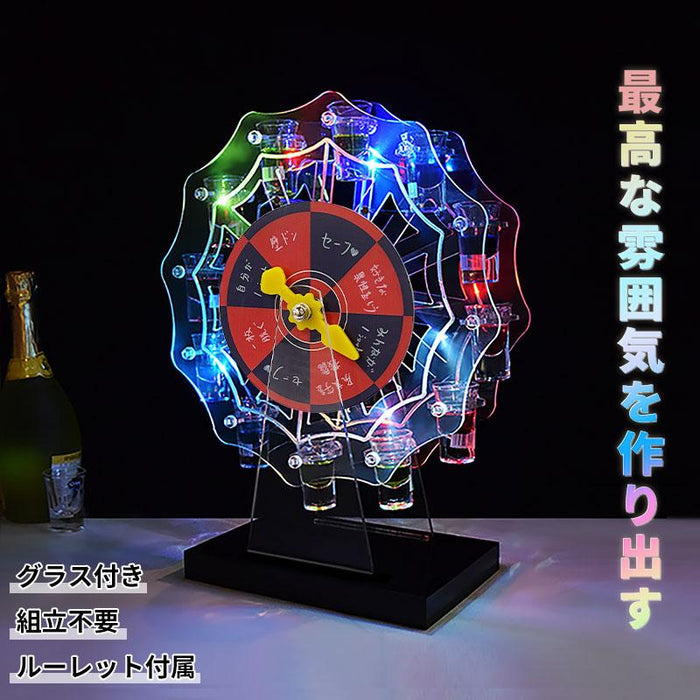 RAKU 【グラス最大24個付き】LED酒グラス棚 テキーラ観覧車 ハート型 カクテルグラスホルダー 酒カップホルダー ワインラック クラブ カラオケ 居酒屋 パーティー 忘年会 飲み会 卓上自立型 USB充電式 コードレス 操作簡単 雰囲気作り