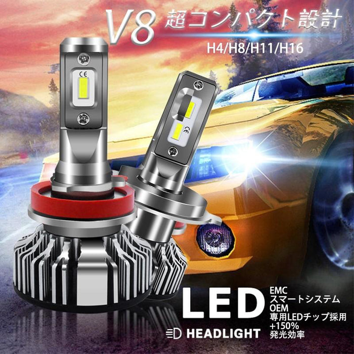LED ヘッドライト H4 H8 H11 H16 車検対応 特制OEMチップ採用 16000ルーメン 左右セット DC12-24V IP65防水等級