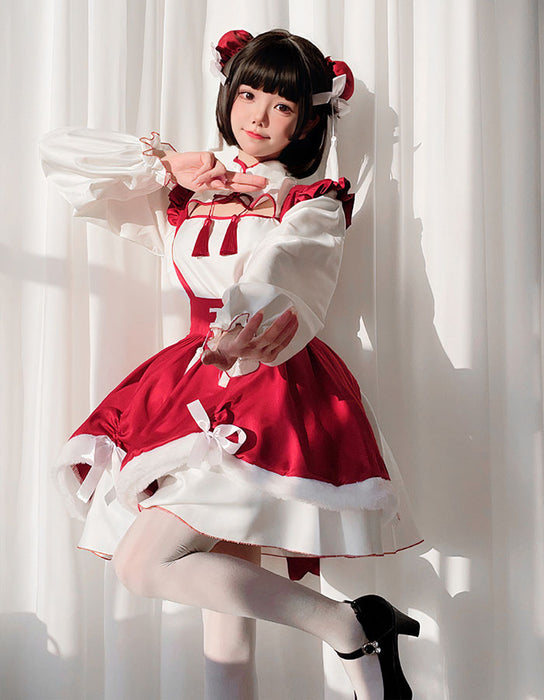 【7日内出荷】【3点セット】コスチューム 衣装 コスプレ ロリータ 服 ワンピース メイド 女性 コスプレ衣装 大人 チャイナ服 ロリィタ ロリータコスプレ ゴスロリ チャイナ ロリ 中華 仮装 チャイナドレス ドレス レディース 可愛いコスプレ 余興 ハロウィン