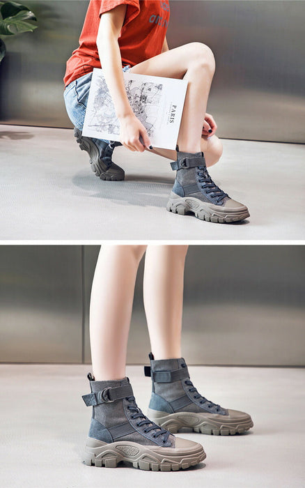 【7日内出荷】【4.5cmヒール】ショートブーツ レディース エンジニアブーツ レースアップ ブーツ 安定感 厚底  靴 カジュアル スポーツシューズ 韓国 原宿系 高校生 中学生 学生 通学 通勤 美脚 歩きやすい 疲れない 痛くない 大きいサイズ 22.5cm 23 23.5 24 24.5 25cm 裏起毛 秋 冬 黒 灰 ベージュ