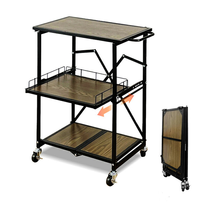 RAKU プリンター台 プリンタラック サイドワゴン 組立不要 展開式 キャスター付き 中棚スライド式 棚板高さ10段階調節 W55*D35*H72cm 総耐荷重100kg 折りたたみ式 コンパクト収納 取っ手付き デスク下