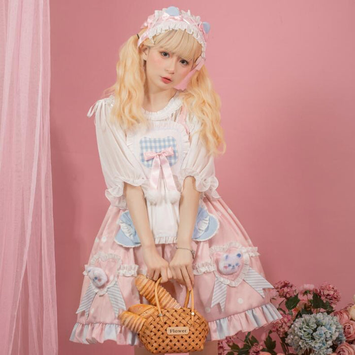 【7日内出荷】甘ロリータ 可愛いロリータ服 ロリータワンピース ジャンパースカート プリンセスドレス 可愛いワンピース 水玉柄 パーティードレス フレアワンピース Lolita 大人コスチューム ゴスロリ ハロウィン コスプレ衣装 文化祭 学園祭 イベント ロリータファション