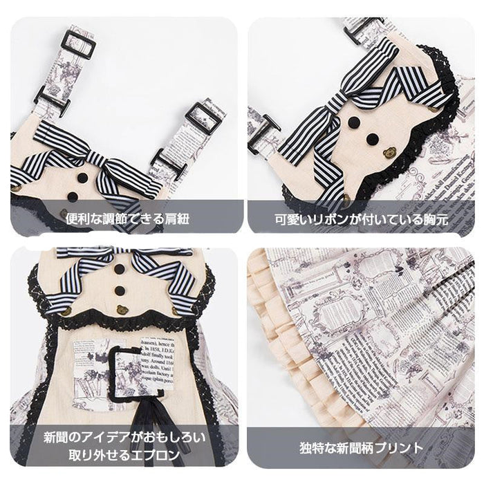 【7日内出荷】ジャンパースカート 女の子 レディース ワンピース ロリータ風 リボン付き doll感 落書き おしゃれ 蝶結び メイド服 レース 森ガール お姫様 地雷系 フリル イベント ハロウィン レトロ クラッシック系 可愛い パーティー lolita