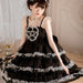 【7日内出荷】ロリータキャミワンピース ロリータドレス lolita キャミワンピース 袖なし 甘ロリ jsk デザインスカート リボン フリル 原宿 ガーリー 可愛い 春 夏