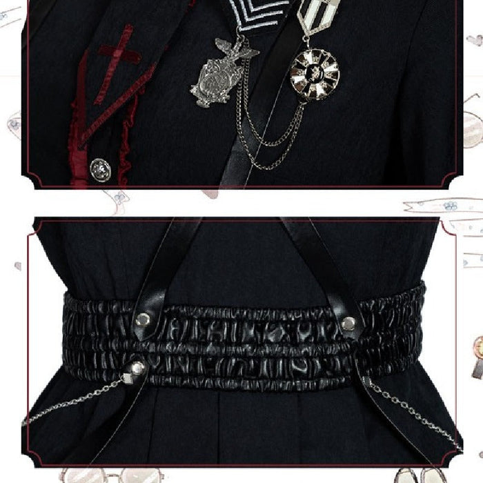 【7日内出荷】5点セット Lolita系 ロリータ 軍服 ワンピース ゴスロリ セーラー服 ロリ 制服 学生服 萌え萌え 少女ウェア レディース 二次元ドレス 学園祭 文化祭 イベント 可愛い