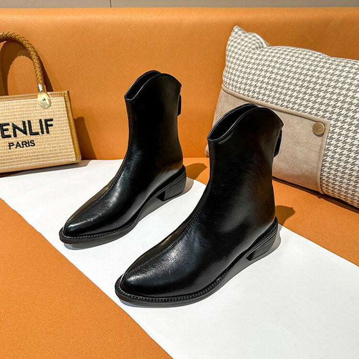 【7日内出荷】ショートブーツ レディース ストレッチブーツ 春 秋 冬 靴 韓国 通勤 ブーツ ポインテッドトゥ 5cm 太ヒール ローヒール ロング丈 PU 合皮 超美脚 疲れない 痛くない 歩きやすい 軽量 おしゃれ きれいめ 防寒 大学生 ママ 黒色 ブラック ブラウン 大きいサイズ 21.5~25cm