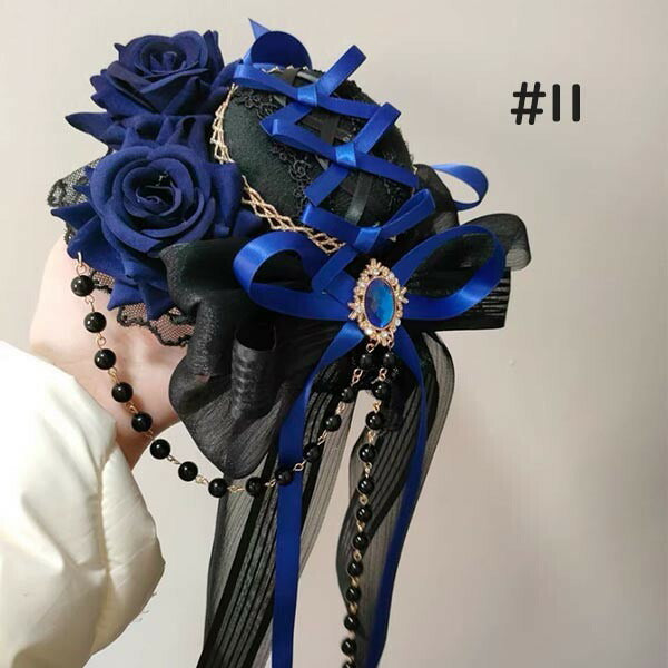 【7日内出荷】ヘッドドレス ハット ロリィタ 礼装帽子 ミニハット トーク帽 カクテルハット エレガント ピアノ 発表会 演奏会 文化祭 学園祭 コスプレ小道具 仮装 コスチューム アクセサリー イベント ブラック 黒