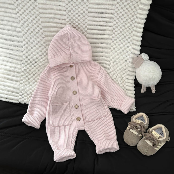 ベビー ロンパース ニット セーター  男の子 女の子 カバーオール 春秋冬 ベビー服 フード付き リブ ニット オールインワン キッズ 長袖 防寒 暖かい 子供服 新生児 赤ちゃん おしゃれ 可愛い ルームウェア 部屋着 パジャマ 誕生日 出産お祝い プレゼント