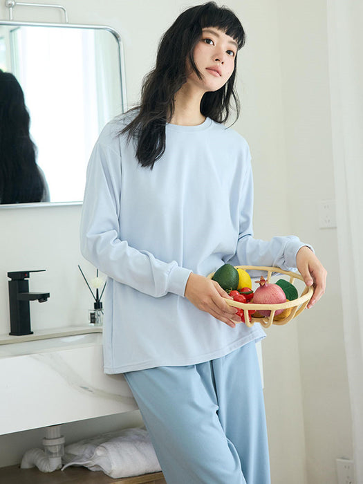 【7日内出荷】【2点セット 】ルームウェア レディース 無地 パジャマ 長袖 可愛い ゆったり 寝巻き 部屋着 秋 冬 春 夏 女性 中学生 高校生 セットアップ 韓国 カジュアル シンプル トップス 長ズボン ナイトウェア 大きいサイズ おしゃれ 大人 入院 旅行 外出 修学旅行 新生活 プレゼント ギフト M L
