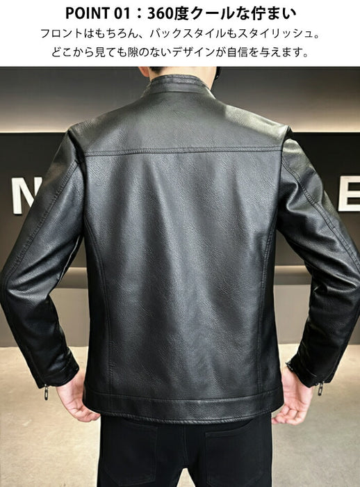 ライダース メンズ シングル バイクジャケット レザージャケット ライダースジャケット 革ジャン 革ジャケット 皮ジャン ジャンパー カジュアル 防寒 防風 秋冬 PUレザー 男性 男 服 通勤 普段着 大きいサイズ ブラック キャメル カーキ