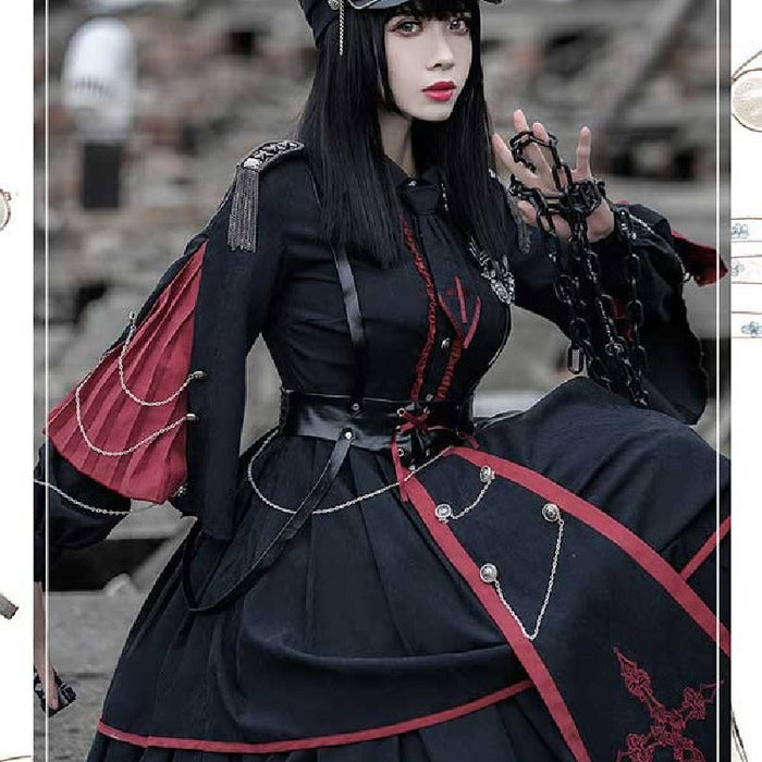 【7日内出荷】5点セット Lolita系 ロリータ 軍服 ワンピース ゴスロリ セーラー服 ロリ 制服 学生服 萌え萌え 少女ウェア レディース 二次元ドレス 学園祭 文化祭 イベント 可愛い