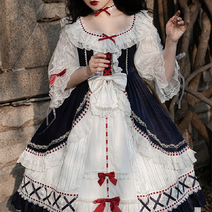 【7日内出荷】プリンセス風 ロリータワンピース ワンピース ワンピ lolita 花嫁 レース フリル 日常 甘ロリ 可愛い 原宿 ガーリー 春夏秋