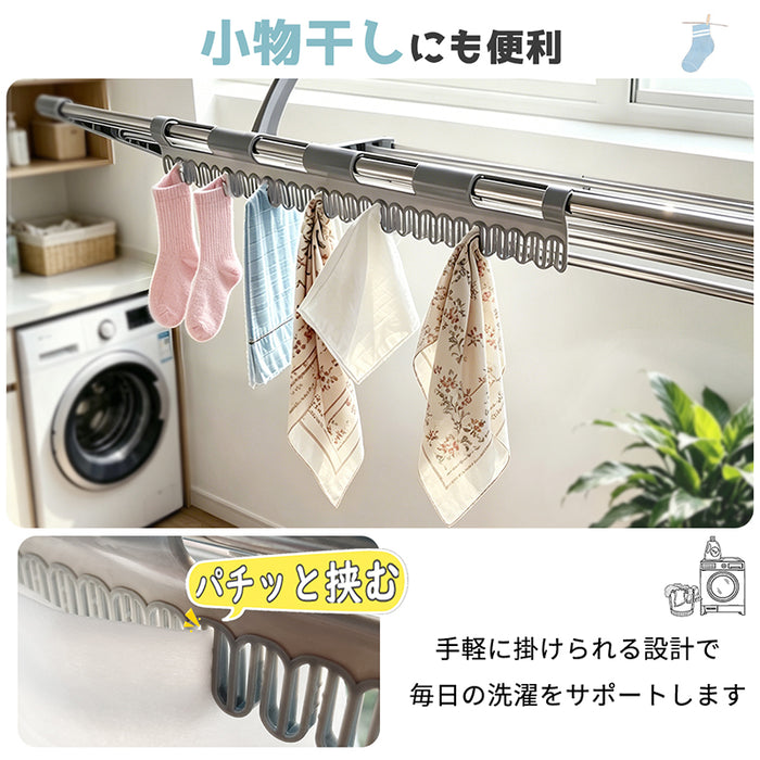 RAKU ベランダ用物干し 洗濯物干し 窓枠物干し 物干しラック タオルハンガー ホッセル 折りたたみ ステンレス製 引っ掛けタイプ 組立不要