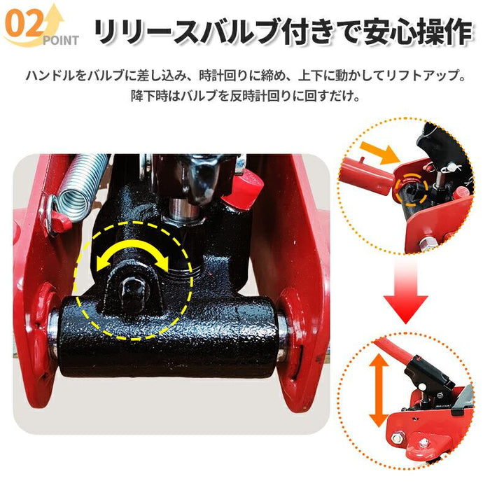 RAKU ガレージジャッキ 油圧式ジャッキ ガレージジャッキ フロアジャッキ ジャッキアップ 低床ジャッキ タイヤ交換 パンク修理 2.5T  最低位85mm〜最高位385mm