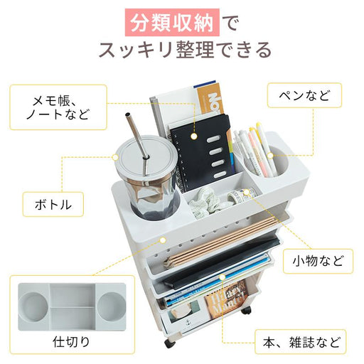 RAKU マガジンラック 本棚 書類収納 5段 収納ワゴン キャスター付き 大容量 サイドワゴン デスクワゴン 資料整理 スリム 省スペース 漫画 雑誌 収納 書類棚
