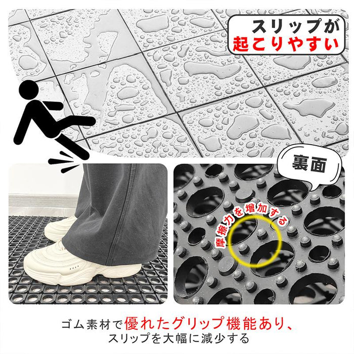 RAKU 有孔ゴムマット ラバーマット 水はけ 極厚 滑り止め 水洗い 穴付き 転倒防止 耐久性 防振 防音 車庫 駐車場 倉庫 屋外 ゴムマット 作業マット 穴あきラバー