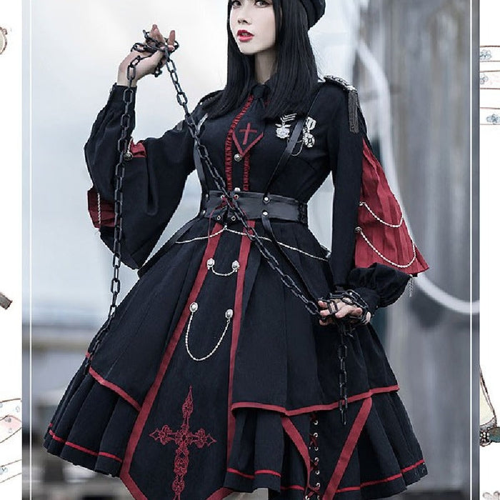 【7日内出荷】5点セット Lolita系 ロリータ 軍服 ワンピース ゴスロリ セーラー服 ロリ 制服 学生服 萌え萌え 少女ウェア レディース 二次元ドレス 学園祭 文化祭 イベント 可愛い