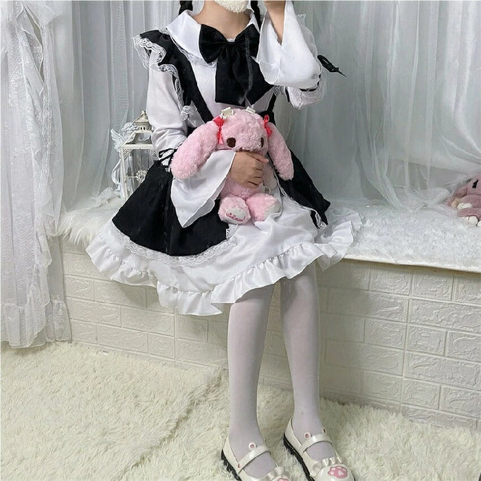 【7日内出荷】6点セット メイド服 ミニ丈 メイド喫茶 メイドコスチューム ジャパニーズメイド lolitaメイド服 セット ミニスカ ハロウィン 衣装 仮装 パーティ コスプレ ウェイトレス