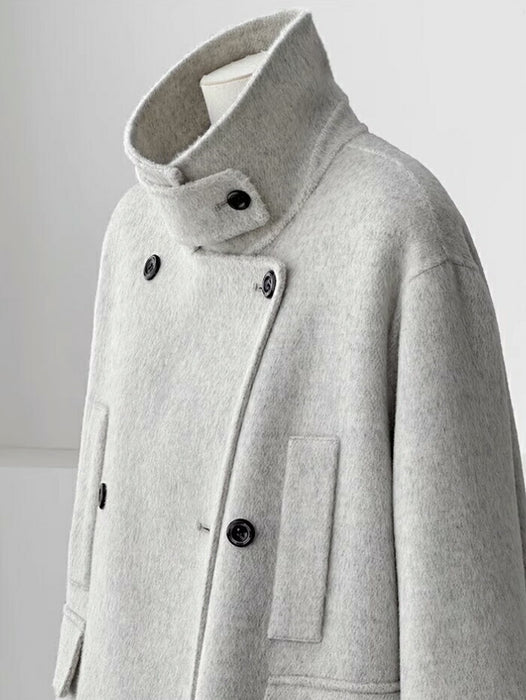 【7日内出荷】チェスターコート レディース アウター コート ジャケット ミドル丈 ダブルボタン 韓国 秋冬 暖かい 防寒 厚手 長袖 テーラード きれいめ フォーマル カジュアル ゆったり 体型カバー おしゃれ M L XL 通勤 通学 オフィス デート グレー