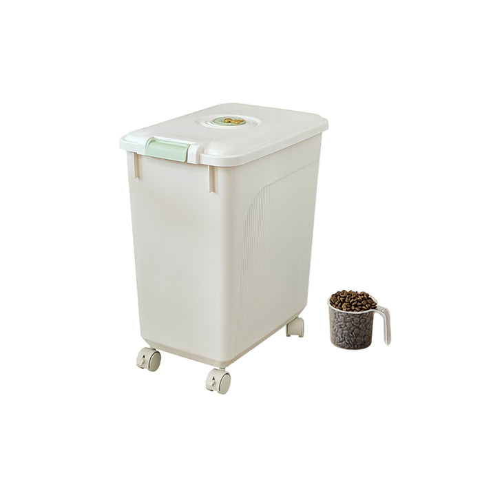 RAKU フードストッカー ドライフードストッカー 大容量 15kg 25kg 30kg 湿気防止 長期保存 食品を新鮮状態に保ち 計量カップ付き カスタマイズ時計 ライスストッカー お米入れ お米ケース 貯蔵タンク キャスター 軽量 丈夫 犬 猫 ペット
