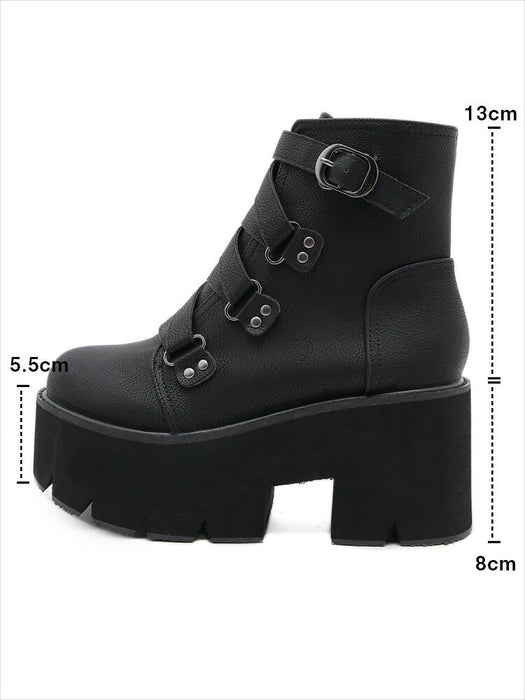 【7日内出荷】【8cmヒール 】ショートブーツ レディース 厚底 秋ブーツ 黒 日常 通勤 レースアップブーツ 靴 編み上げブーツ おしゃれ 痛くない 履きやすい 柔らかい カジュアル ゆったり ラウンドトゥ 太ヒール きれいめ 人気 クール 春夏秋冬 ダンスシューズ  韓国 仕事 合皮 原宿系 細見え