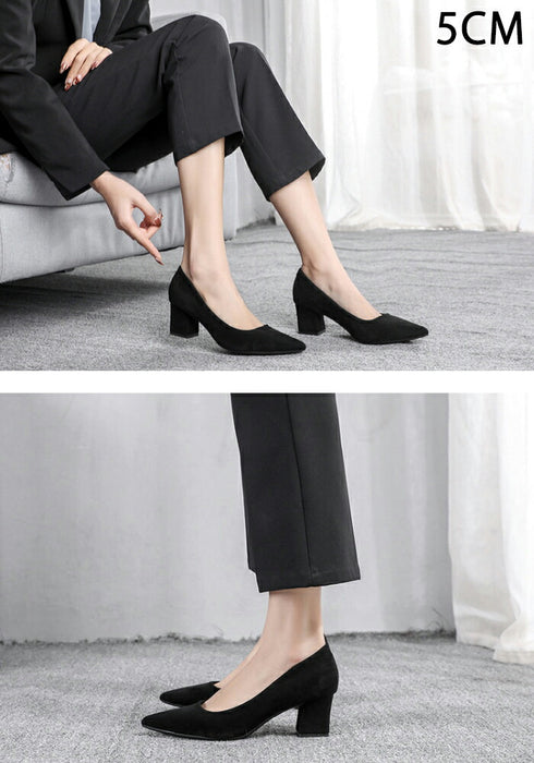 【7日内出荷】【5cmヒール 】パンプス 黒 スエード 痛くない 走れる 歩きやすい 疲れない 太ヒール ポインテッドトゥ レディース 就活 通勤 オフィス 冠婚葬祭 入学式 卒業式 立ち仕事 美脚 安定感 静音 3cm 5cm ローヒール ミドルヒール チャンキーヒール
