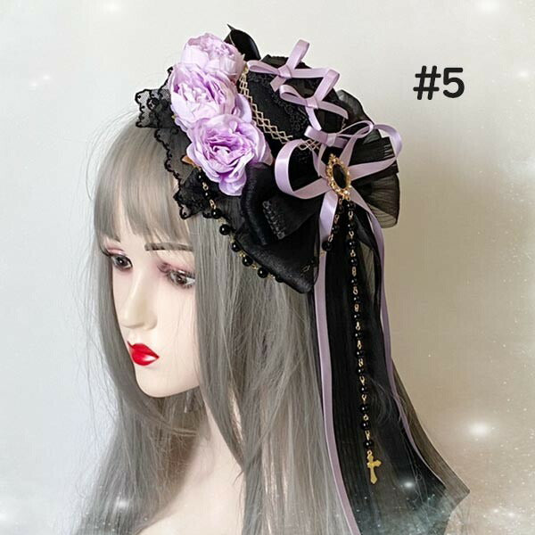 【7日内出荷】ヘッドドレス ハット ロリィタ 礼装帽子 ミニハット トーク帽 カクテルハット エレガント ピアノ 発表会 演奏会 文化祭 学園祭 コスプレ小道具 仮装 コスチューム アクセサリー イベント ブラック 黒