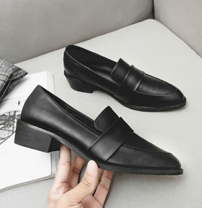 【7日内出荷】【4cmヒール】ローファー パンプス プレーン レディース 歩きやすい 疲れない 走れる 厚底 4cmヒール PU ポインテッドトゥ チャンキーヒール 美脚 靴 黒 柔らかい エナメル スムース きれいめ オフィス 通勤 立ち仕事 入学式 卒業式 ママコーデ おしゃれ