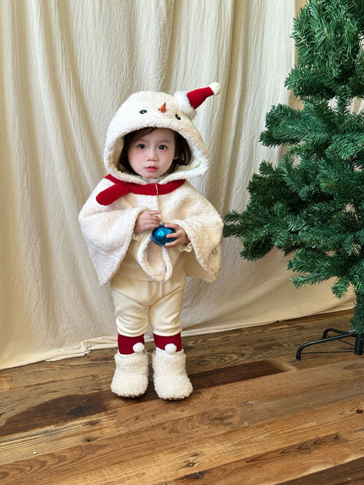 雪だるま ベビー ポンチョ サンタ コスプレ キッズ マント ベビー着ぐるみ ボア クリスマス衣装 もこもこ 裏起毛 ベビーフォト サンタコス コート  カバーオール  赤ちゃん 女の子 出産祝い かわいい パーティー クリスマス プレゼント