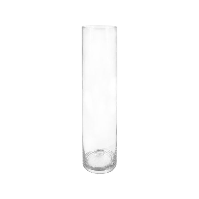 RAKU 花瓶 フラワーベース 一輪挿し 円柱型 Φ20cm 高さ約40cm ガラス製 透明 丸みの口 安定 飾り花瓶 ガラス花瓶 インテリア 北欧風 玄関 リビング ベッドサイド オフィス