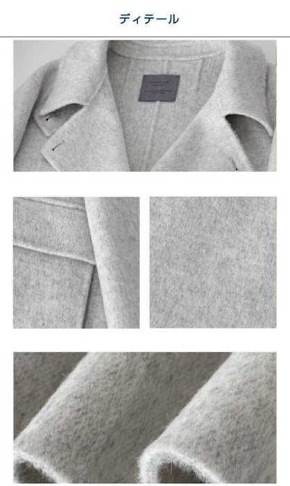 【7日内出荷】チェスターコート レディース アウター コート ジャケット ミドル丈 ダブルボタン 韓国 秋冬 暖かい 防寒 厚手 長袖 テーラード きれいめ フォーマル カジュアル ゆったり 体型カバー おしゃれ M L XL 通勤 通学 オフィス デート グレー