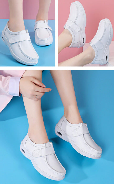 【7日内出荷】ナースシューズ  疲れにくい 軽量 静音 スリッポン 白 レディース メンズ 厚底 滑らない 通気性 幅広 防寒 痛くない エアクッション ベルクロ 介護 室内履き 作業靴 医療用 シューズ 病院 看護師 介護士 立ち仕事 男女兼用 秋冬モデル