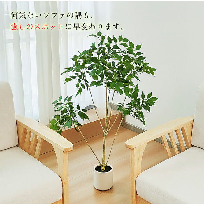 RAKU ベンジャミン フェイクグリーン 高さ約125cm 大型 鉢付き 観葉植物 フェイク 人工観葉植物 人工観葉樹 世話不要 調整可能 お手入れ簡単 本物 フェイク植物 室内 屋外 インテリア 玄関 リビング オフィス 開店祝い 新築祝い 引越し祝い