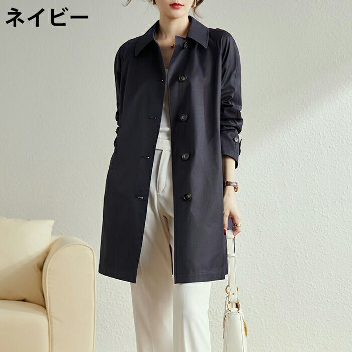 【M-5XL】トレンチコート レディース 大きいサイズ ステンカラーコート アウター ロングコート 膝丈 スプリングコート カジュアル 通勤 きれいめ おしゃれ 上品 チェック ゆったり 軽 体型カバー 入学式 入園式 卒業式 オフィス 春 秋 冬 ベージュ 紺