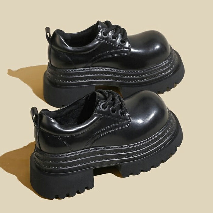 【7日内出荷】【9cmヒール】厚底オックスフォードシューズ レディース 厚底 スクール スクエアトゥ チャンキーヒール トラックソール ボリュームソール プラットフォーム 歩きやすい 疲れにくい 美脚 脚長 地雷系 ストリート イベント 黒 ブラウン 茶色 秋冬