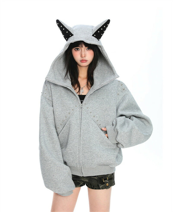 【7日内出荷】パーカー レディース オーバーサイズ 長袖パーカー うさ耳パーカー ウサギ耳 ウサ耳 原宿ファッション 個性派 デザイン ユニセックス オーバーサイズ