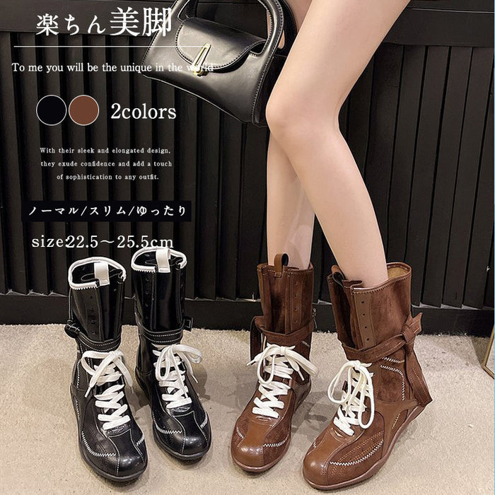 【7日内出荷】ショートブーツ レディース レースアップ 高校生 中学生 PU ブーツ エンジニアブーツ 安定感 太ヒール 厚底 ラウンドトゥ 黒 ブラック ブラウン 仕事 原宿系 韓国 通勤 学生 通学 美脚 歩きやすい 疲れない 痛くない シンプル おしゃれ 大きいサイズ 22.5cm-25.5cm 春夏秋冬