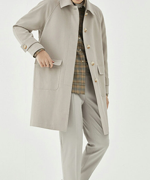 【M-2XL】ステンカラーコート メンズ ビジネス コート スプリングコート オーバーサイズ ビッグシルエット 薄手 ゆったり ロングコート アウター 仕事 カジュアル 通勤 通学 きれいめ シンプル 無地 韓国 ファッション 春服 秋服 黒 グレージュ