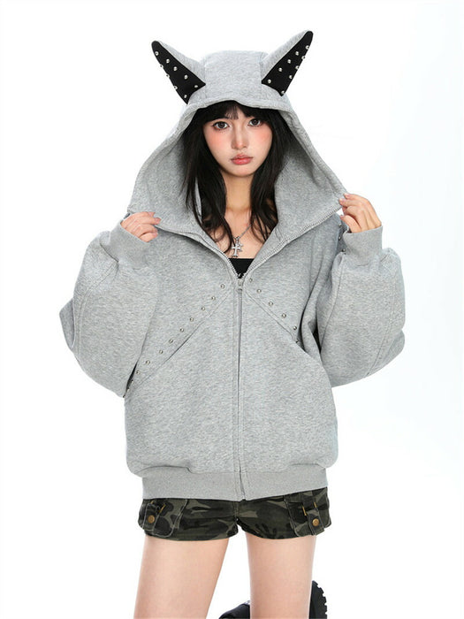 【7日内出荷】パーカー レディース オーバーサイズ 長袖パーカー うさ耳パーカー ウサギ耳 ウサ耳 原宿ファッション 個性派 デザイン ユニセックス オーバーサイズ