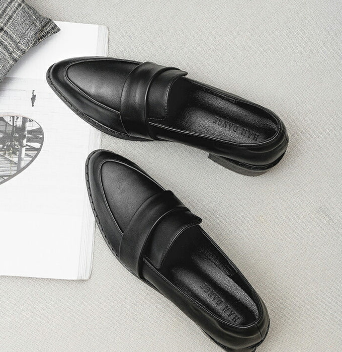 【7日内出荷】【4cmヒール】ローファー パンプス プレーン レディース 歩きやすい 疲れない 走れる 厚底 4cmヒール PU ポインテッドトゥ チャンキーヒール 美脚 靴 黒 柔らかい エナメル スムース きれいめ オフィス 通勤 立ち仕事 入学式 卒業式 ママコーデ おしゃれ