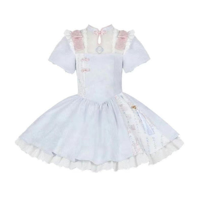 ロリータ ワンピース 刺繍プリント袖チャイナドレスlolita春夏秋冬 スカート 洋服 cosplay lolita服 甘ロリ姫 コスプレ ジャンパースカート 森ガール 衣装 女の子 ゆめか お嬢様 通勤 学園祭 文化祭 撮影 ドレス 服